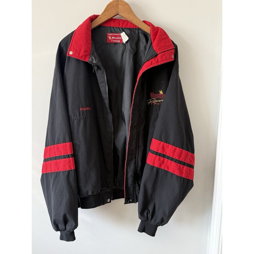 Vintage Winston Racing Team Jacket XL Black Red Swingster USA Bomber NASCAR